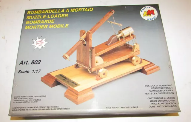 Mantua Model 1:17 Kit Legno Pretagliato A Laser Bombardella A Mortaio   Art 802