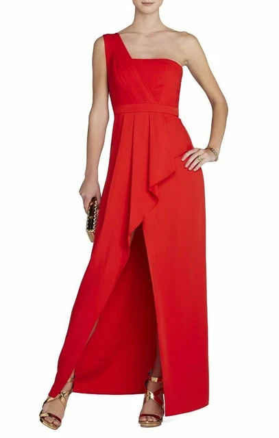 NEW BCBG MAX Azria Annely One Shoulder Peplum Gown Xvr68F57 L427A