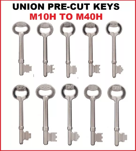 1x UNION Mortise Lock Key M10H  to M40H  PRE CUT Mortise key House key