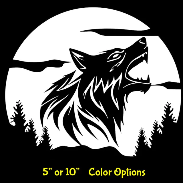 Angry Black Wolf Moon Graphic Vinyl Decal Car Truck Tablet Laptop Notebook