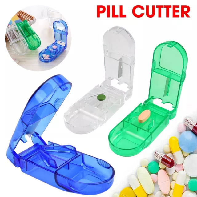 2 x Tablettenteiler Pillenteiler Pillenschneider Medikamentenbox Pillenzerteiler