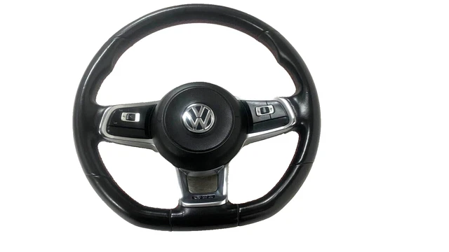 Vw Polo Golf Mk7 Gti Dsg Flat Bottom Leather Steering Wheel 2015-2019 Complete
