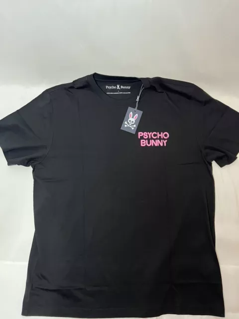 Psycho Bunny Men's Claude Graphic Tee Black/Neon Size 7/XL