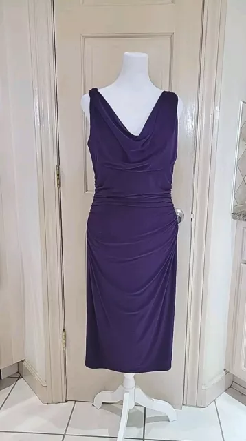 Lauren Ralph Lauren Women's Purple Sleeveless Cowl Neck Stretch Dress Sz 12