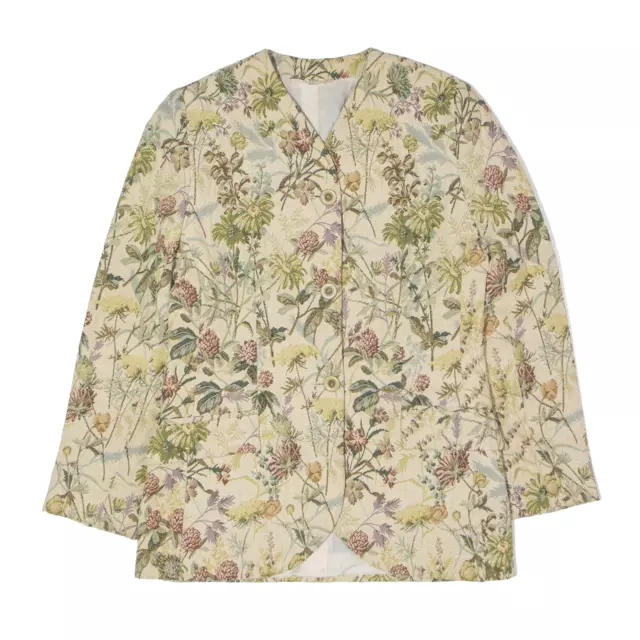 Vintage THE LEGEND Blazer Jacke cremefarben 80er Jahre Blumenmuster Damen UK 10