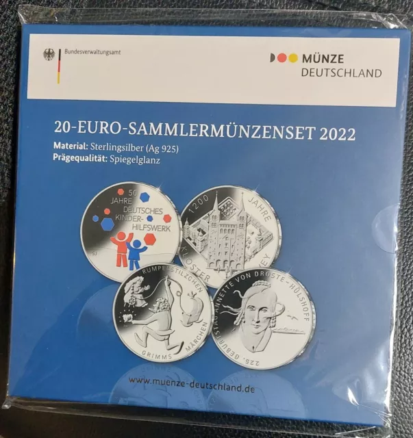 20 Euro Sammlermünzenset 2022 / PP im Blister Silber Ag 925 NEU