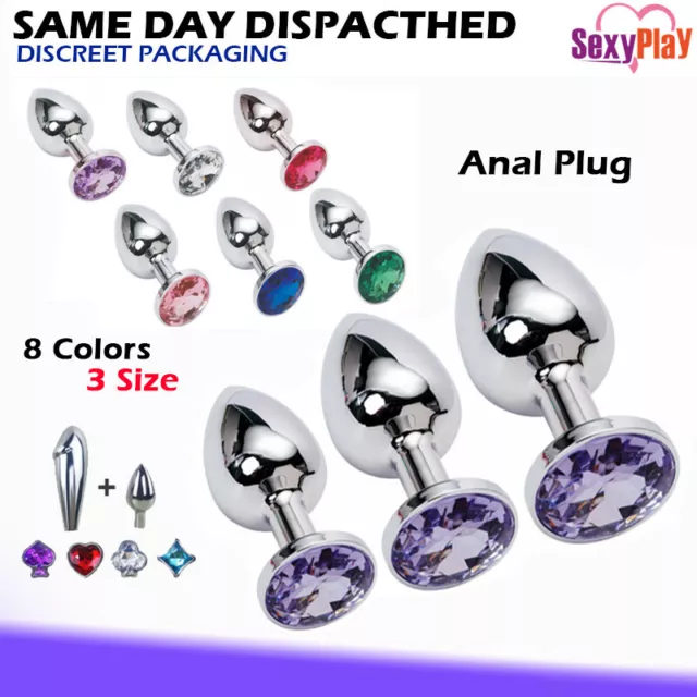 BDSM Stainless Steel Anal Plug Butt Plug Metal Crystal Jewelled Adult Sex Toy