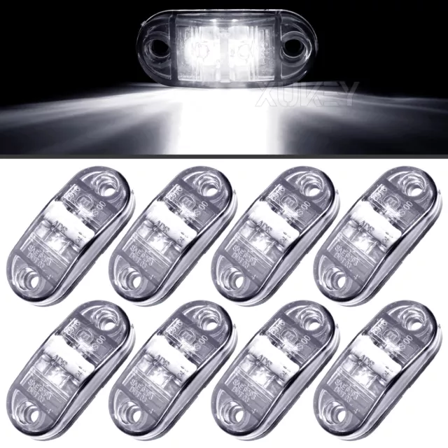 8x LED Begrenzungsleuchten Positionsleuchte weiß 24V/12V Anhänger Wohnwagen LKW