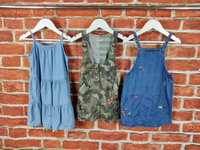 Girl Bundle Age 3-4 Years Next Matalan Pinafore Dress Set Denim Camouflage 104Cm