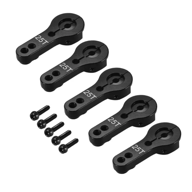 5x RC Servoarm Servohebel Servohorn Crank 25T Aluminium für Futaba Savox Schwarz