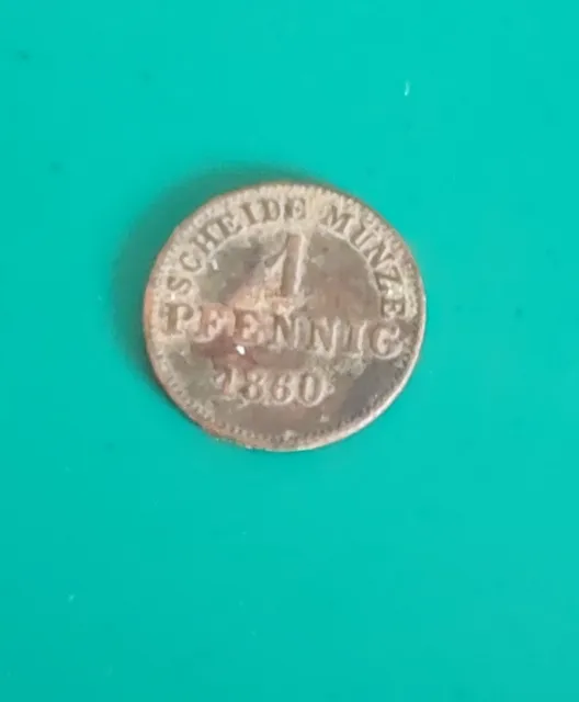 Hessen 1 Pfennig 1860 Kupfer 1,4 g