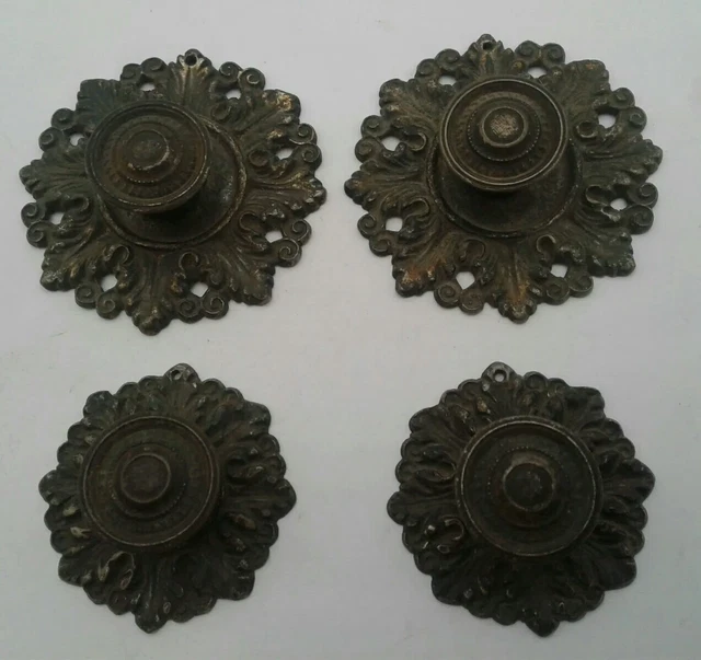 Antique / Vintage Brass Drawer Pull Door Dresser Knob Furniture Hardware Lot 4