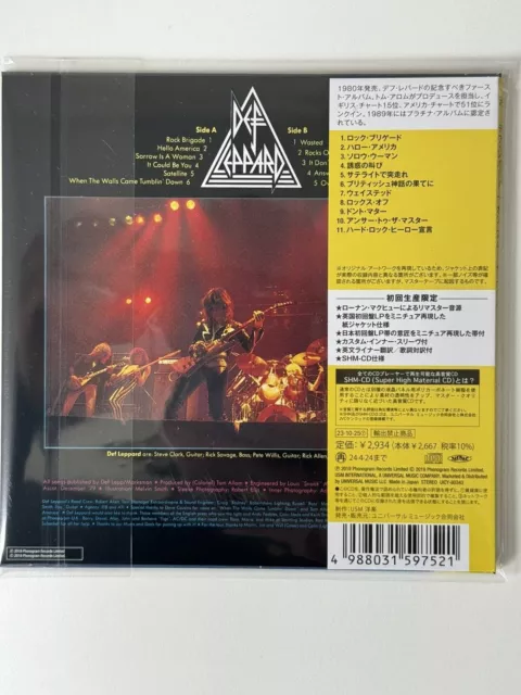 Def Leppard On Through The Night Japan Mini Lp Shm-Cd Limited Edition 2