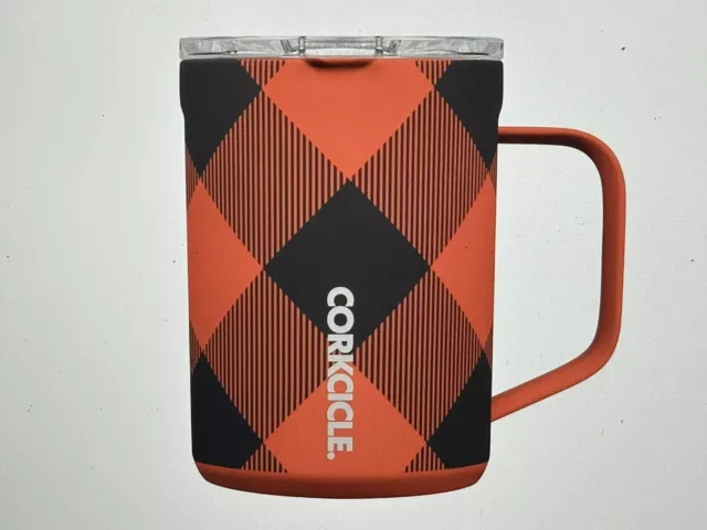 Corkcicle Buffalo Red Plaid 16 oz. Mug with Lid / New