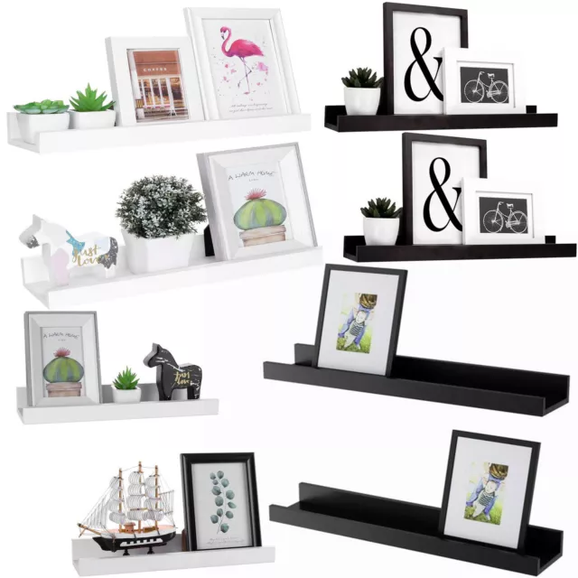 Set of 2 Floating Wall Shelves Picture Ledge Display Rack Book Hanging Shelf