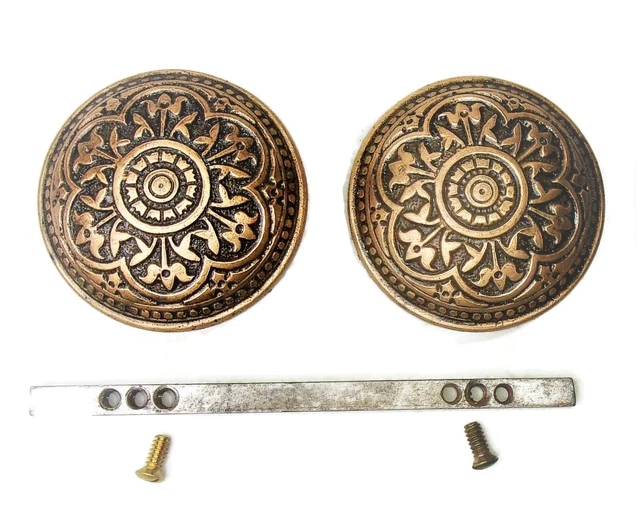 Pair of Antique Vintage Eastlake Victorian Ornate Door Knobs w/ Spindle Salvage