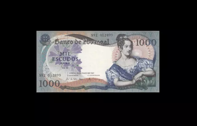 1967 BANK OF PORTUGAL 1000 ESCUDOS "NVZ" (( aUNC ))