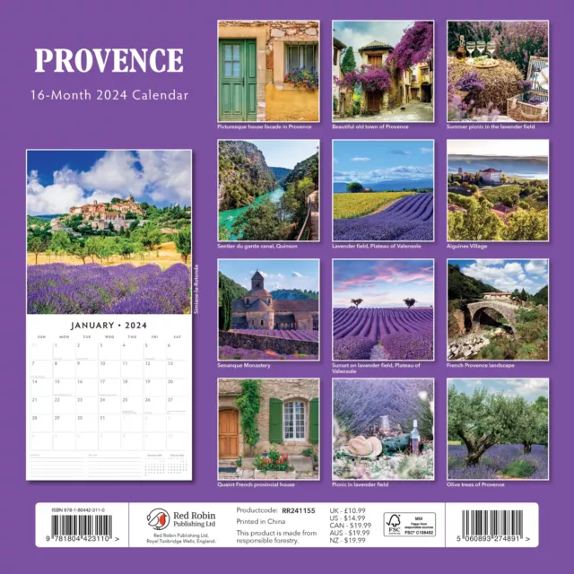 Provence 2024 Square Wall Calendar 3