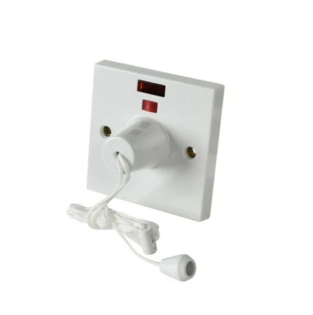 SHOWER PULL CORD Switch Double Pole Bathroom Extractor Fan Ceiling 45A ...