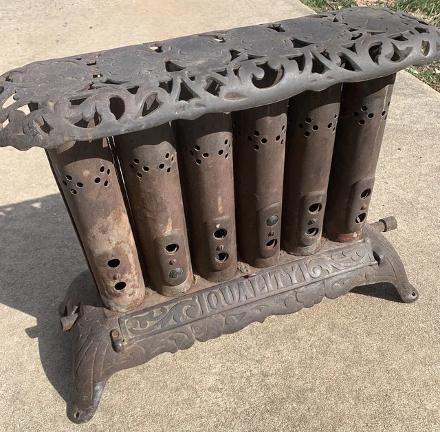 Antique Vintage Victorian Black Cast Iron Radiator Gas Heater, Parlor Stove Antique Vintage Victorian Black Cast Iron Radiator Gas Heater, Parlor Stove