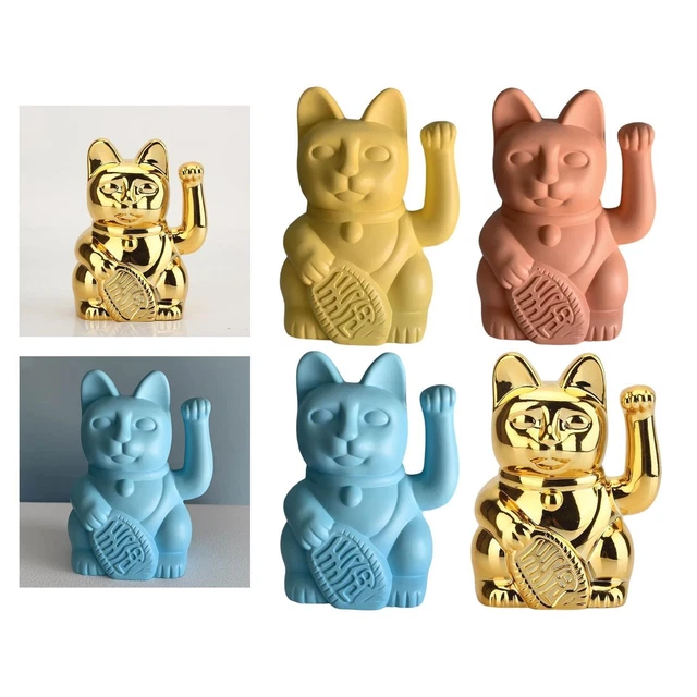 Statue Lucky Cat Géométrique – Résine, Japonais Kawaii, Déco Maison