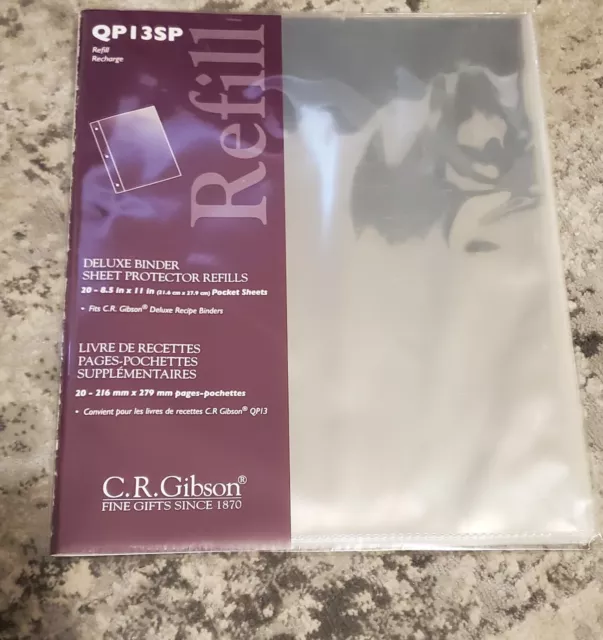 C.R. Gibson Deluxe Kitchen Binder Recipe Sheet Protector Refills • QP13SP