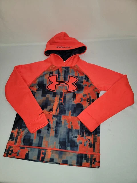 Under Armour Hoodie Sweatshirt Youth Large Red And Gray Camo-Style Sweater