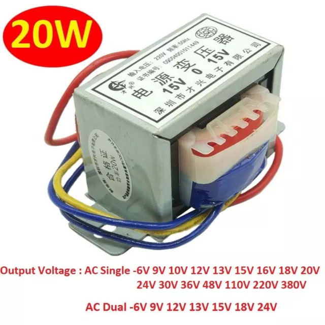 EI57 20W/VA Power Transformer 110V/220V To 6V/9V/12V/15V/18V/24V AC Single/Dual