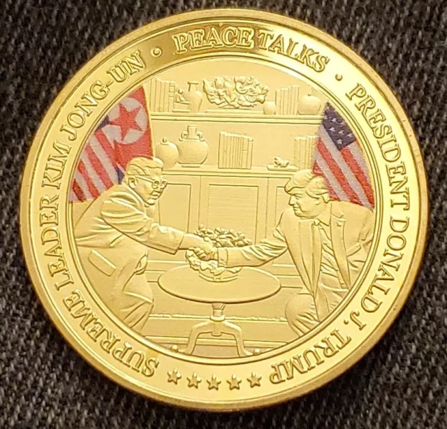 Donald Trump Kim Jong Un II Gold Coin I Singapore Summit to stop World War III