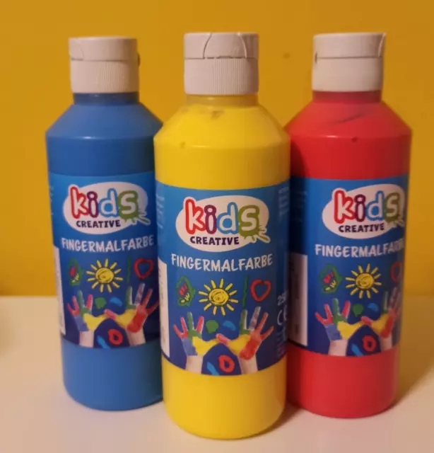 3x 250ml Fingermalfarbe Set Fingerfarbe Malfarben Malspaß für Kinder Malen