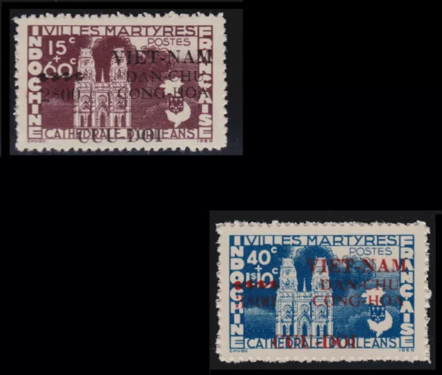 VIETNAM du NORD N°3/4** Cathédrale d'Orléans,1945-1948, North Viet Nam MNH NGAI