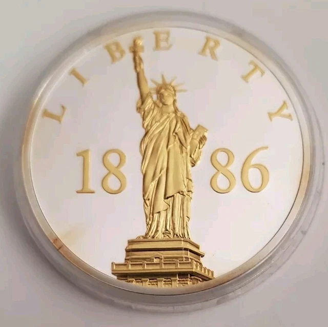 STATUE OF LIBERTY 125th Anniversary Coin Silver Plated with Spot Gold