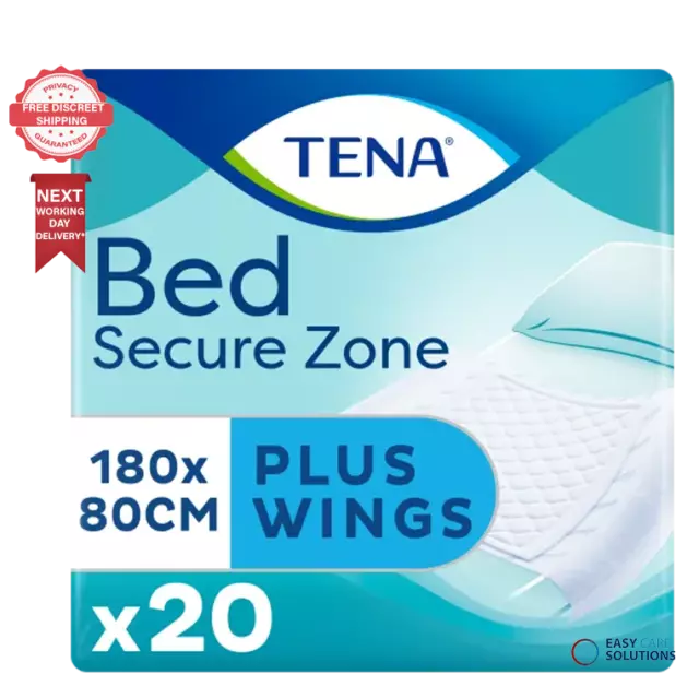 TENA Bed Plus Wings Incontinence Bed Pads 60x60cm Pack of 20 - 2300ml Absorbency