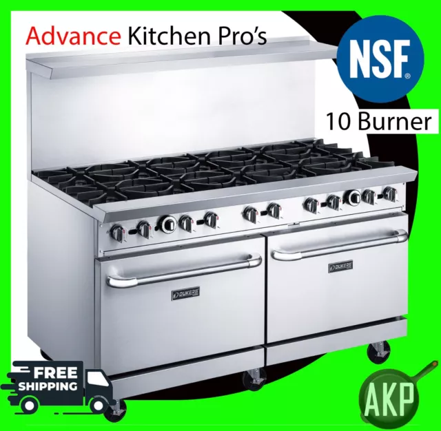 60" 10-Burner Commercial Natural Gas Oven Range | Dukers DCR60-10B NSF
