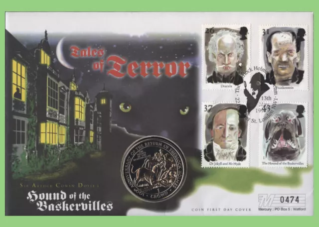 G.B. 1997 Tales of Terror, Hound of the Baskervilles Crown Coin First Day Cover