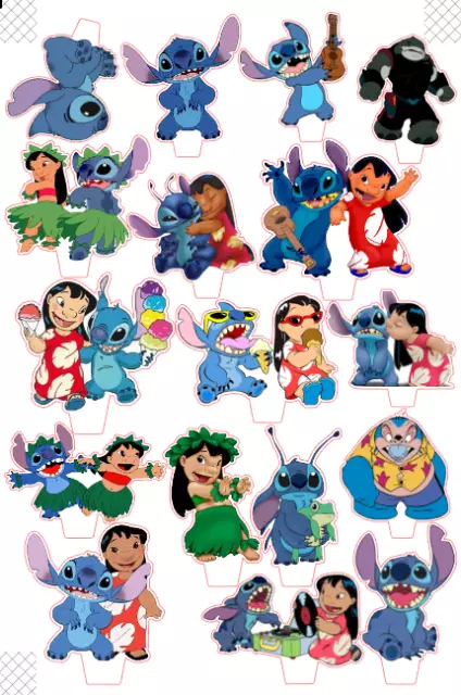 Stitch Edible Wafer Cupcakes Topper Birthday Party 1.5x24 and 2