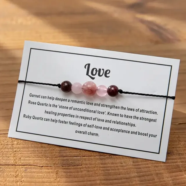 Love Crystal Bracelet - Rose Quartz, Garnet, Ruby Quartz