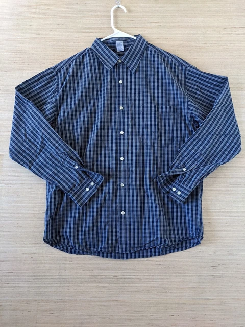 Gap Mens Button Up Shirt Blue White Check XL Long Sleeve Cotton Casual