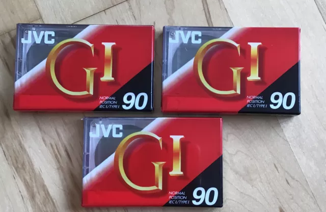 NEW & SEALED JVC GI 90 Minutes Blank Audio Media Recording Cassette Tapes X 3