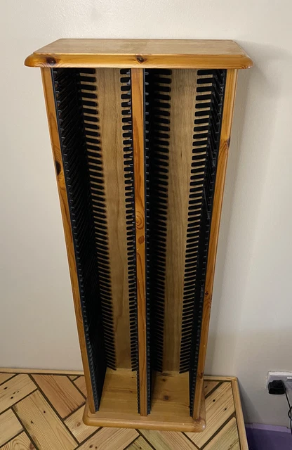 Torre de almacenamiento de CD de madera de pino maciza grande - Soporta 120 CD independientes