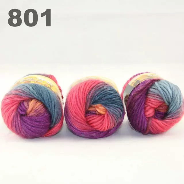 Sale New 3 Skeinsx50g Rainbows Coarse Hand Knit Quick Wool Yarn Shawl Scarves 01