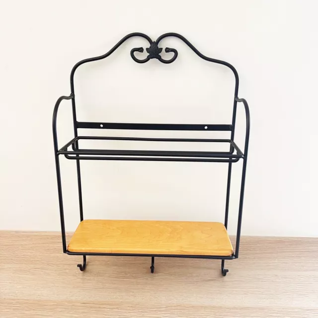 Longaberger Wrought Iron Envelope Rack 2 Tier Hanging Wall Shelf Key Hook