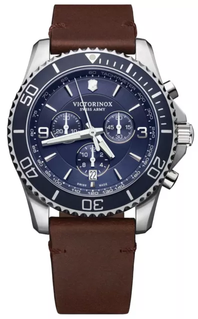 Victorinox Swiss Army Maverick Chronograph Acier Marron Montre Cuir Homme 241865