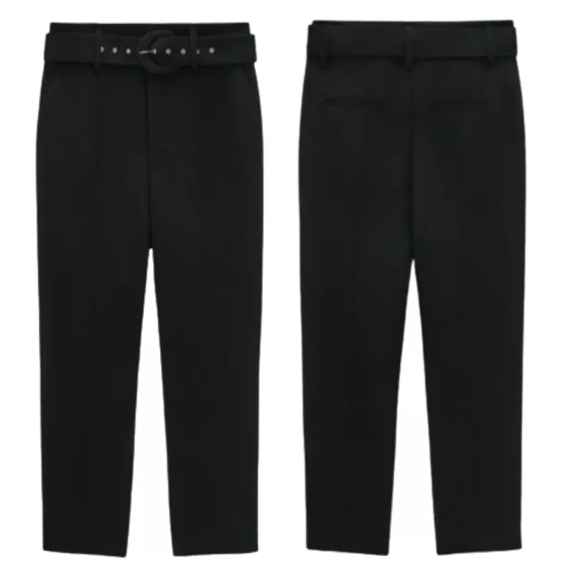ZARA HIGH WAISTED Belted Pants Trousers Grey Medium M $65.00