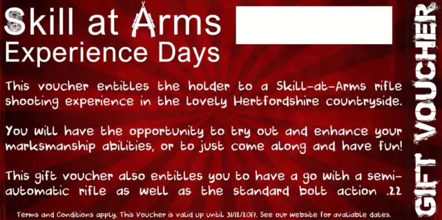 Treat Him or Her! Live Fire Shooting Gift Voucher Rifle Shooting Day Out Event