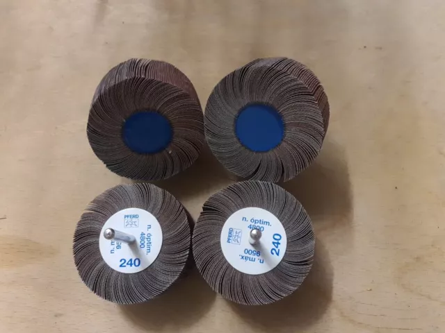 4x PFERD Fächerschleifer 80x40 mm Schaft 6mm Korn 240