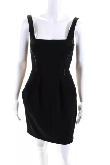 L Agence Womens Back Zip Sleeveless Square Neck Shift Dress Black Size 2