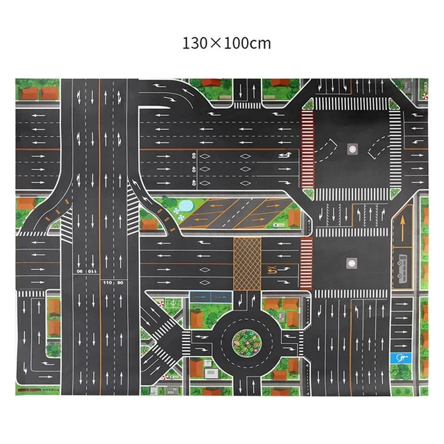 130*100CM Children Home Floor Play Mats Traffic Road Signs Car Parking City Map