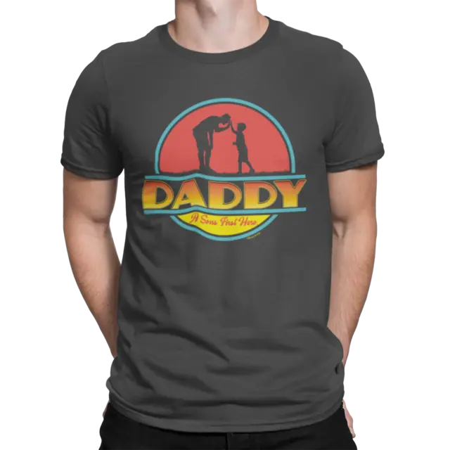 T-shirt uomo DADDY Sons First Hero eco-friendly biologica regalo di Natale papà