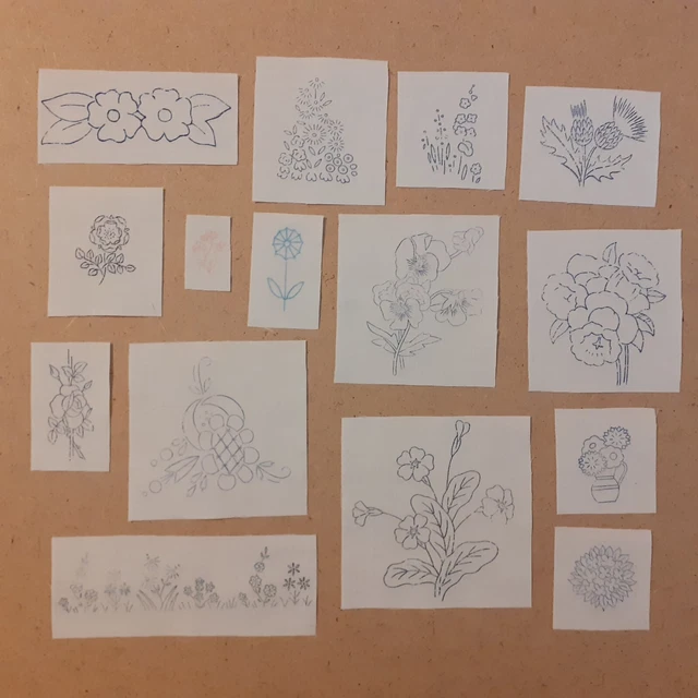 Transfer Gestempelt Bedruckt Blumenaufnäher Motive zum Nähen oder Färben 15 Motive [1]